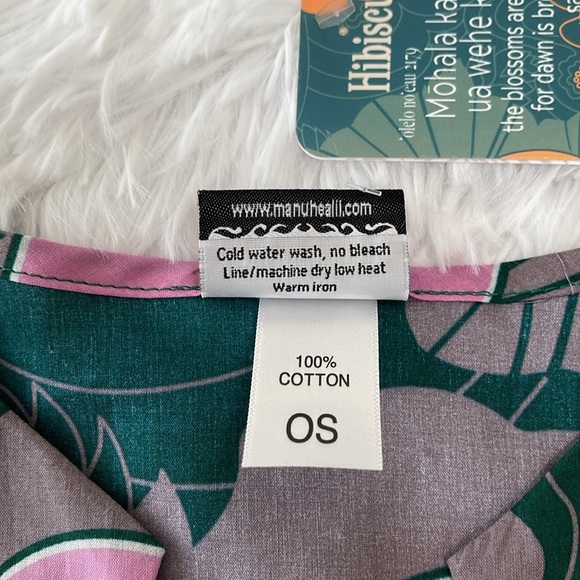 NWT Manuhealii Makapuʻu Dress Hibiscus Evergreen OS - Picture 8 of 11